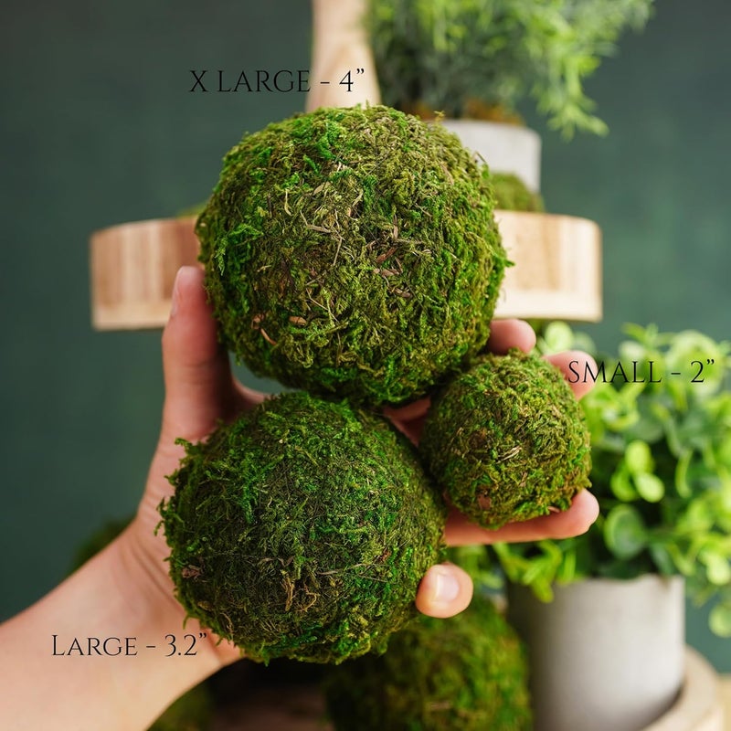 BYHER Decorative Moss Balls Set - Fake Moss Balls for Bowl Fillers, Centerpiece Decor, Home Decor, Vase Filler, Wedding Decor, Table Arrangement, Coffee Accents, DIY Crafts (Large - 3.2"-Set of 6) - Image 3
